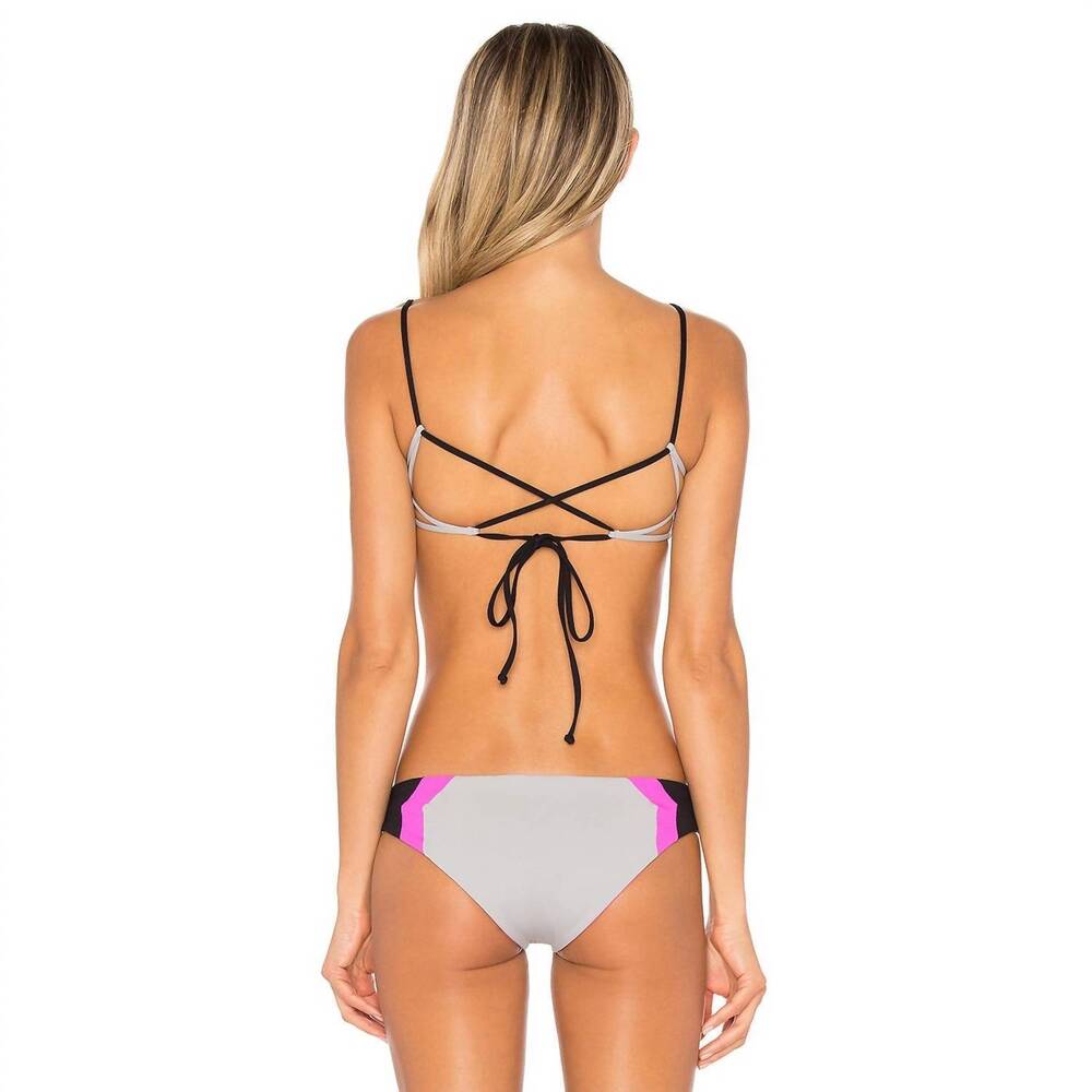 NEW L*SPACE haley blocked reversible bikini top in fog grey - Picture 4 of 6